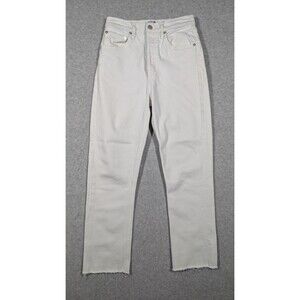 Agolde Women Jeans 26x25 Riley High Rise Straight Crop Button Fly Raw Fray Hem